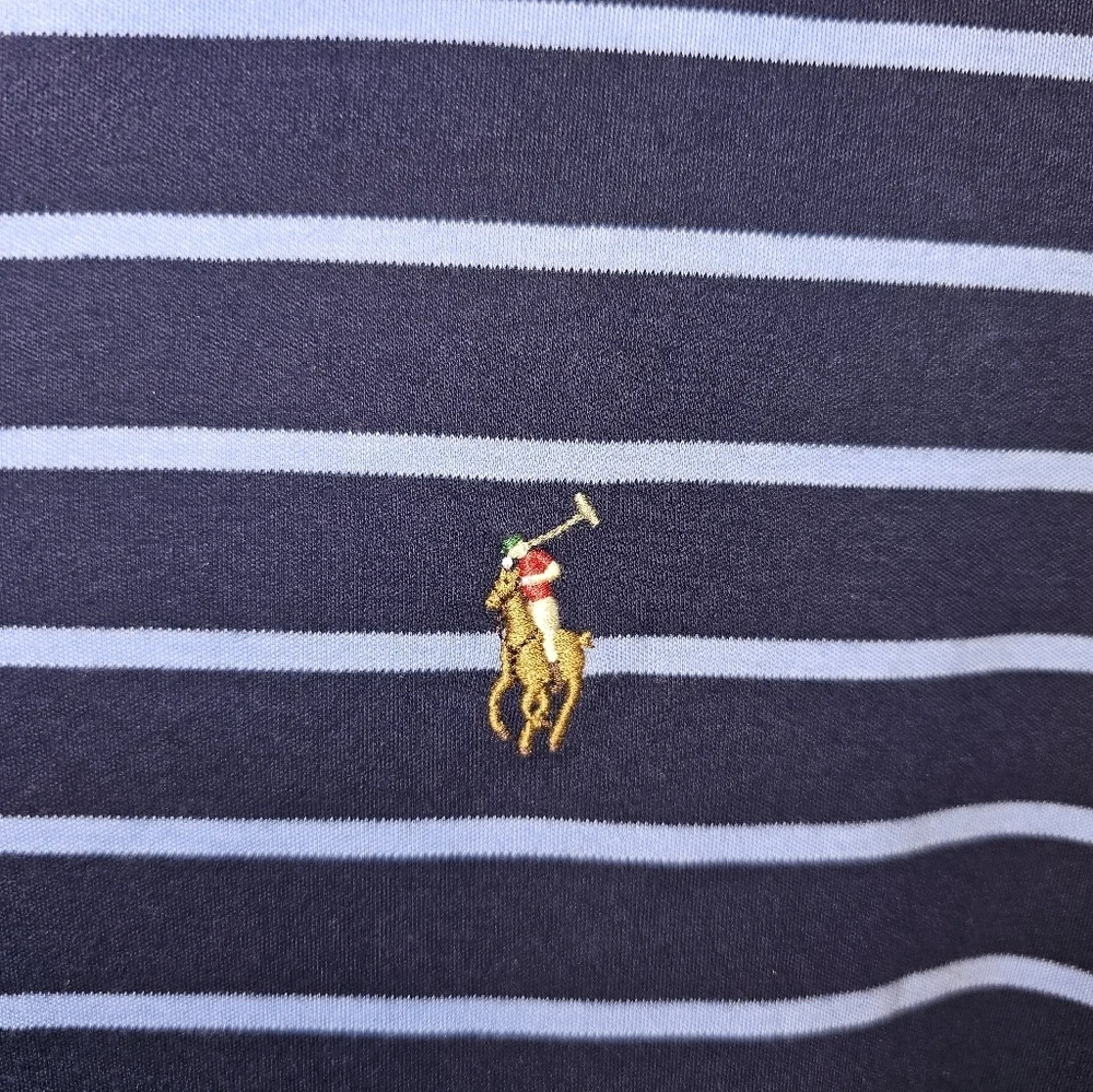 Polo by Ralph Lauren Men's Navy and Blue Striped Polo